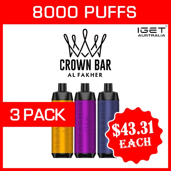 alfakher crown bar – 8000 puffs – 3 pack