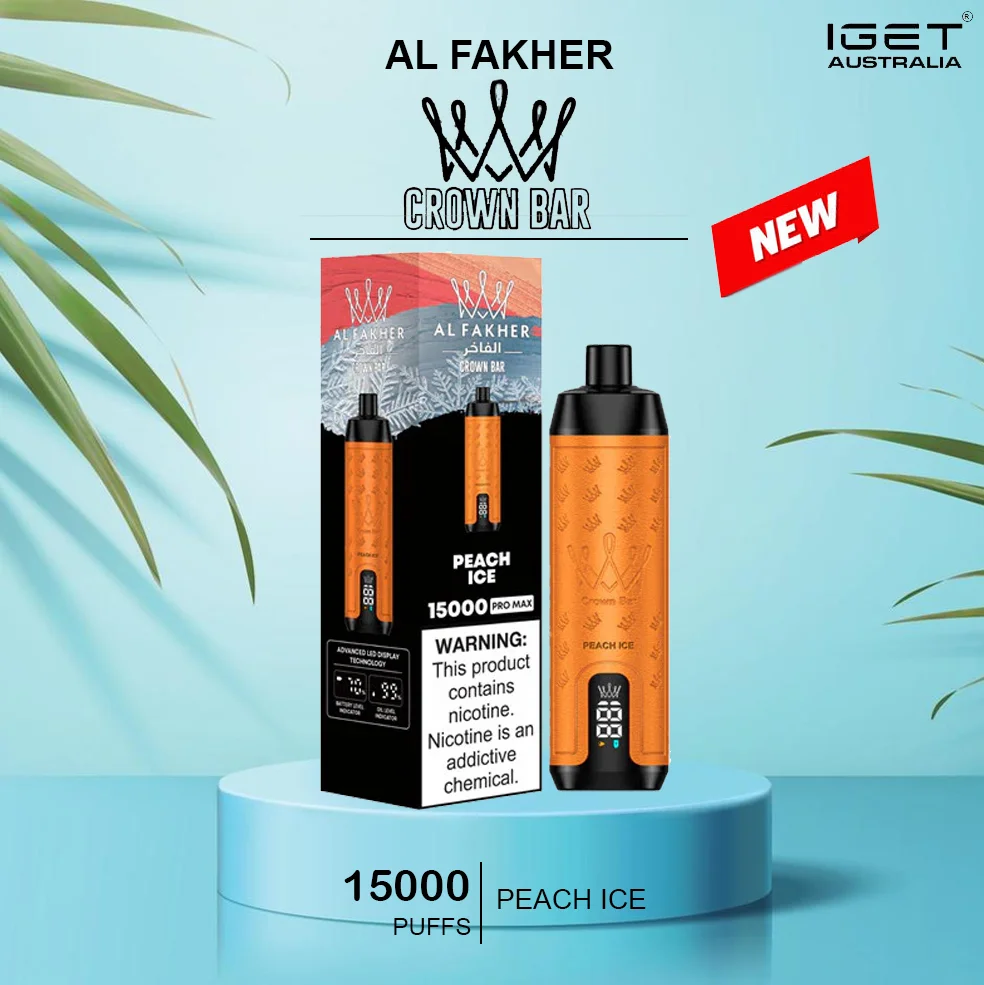 alfakher crown bar – peach ice 15000 puffs