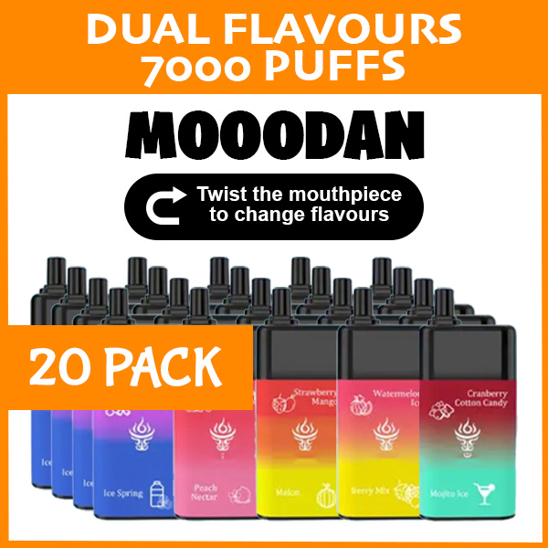 20 pack – mooodan dual flavour – 7000 puffs
