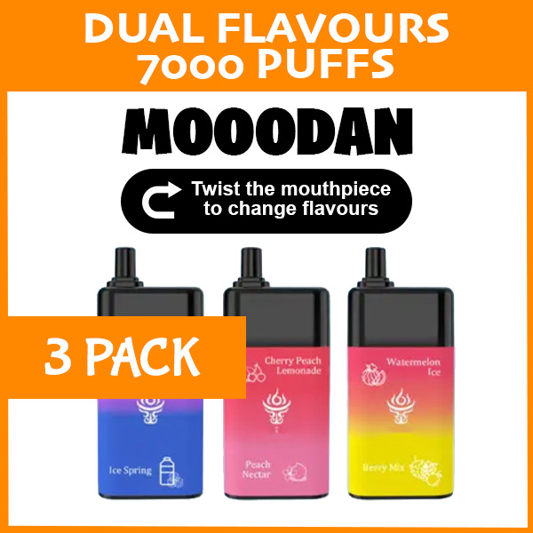 3 pack – mooodan dual flavour – 7000 puffs