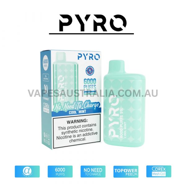 pyro vape 6000 puffs 5% cool mint