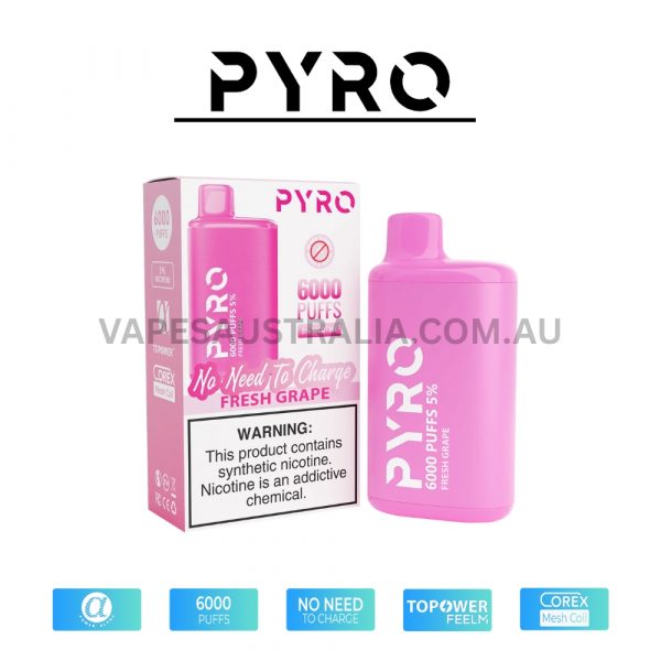 pyro vape 6000 puffs 5% fresh grape