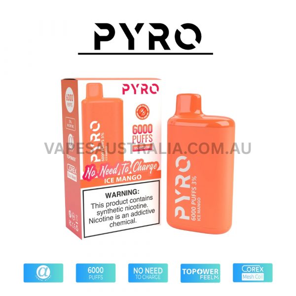 pyro vape 6000 puffs 5% ice mango