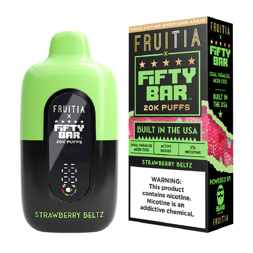 strawberry beltz disposable vape (20000 puffs) by fruitia x fifty bar