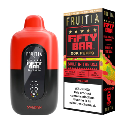 swedish disposable vape (20000 puffs) by fruitia x fifty bar