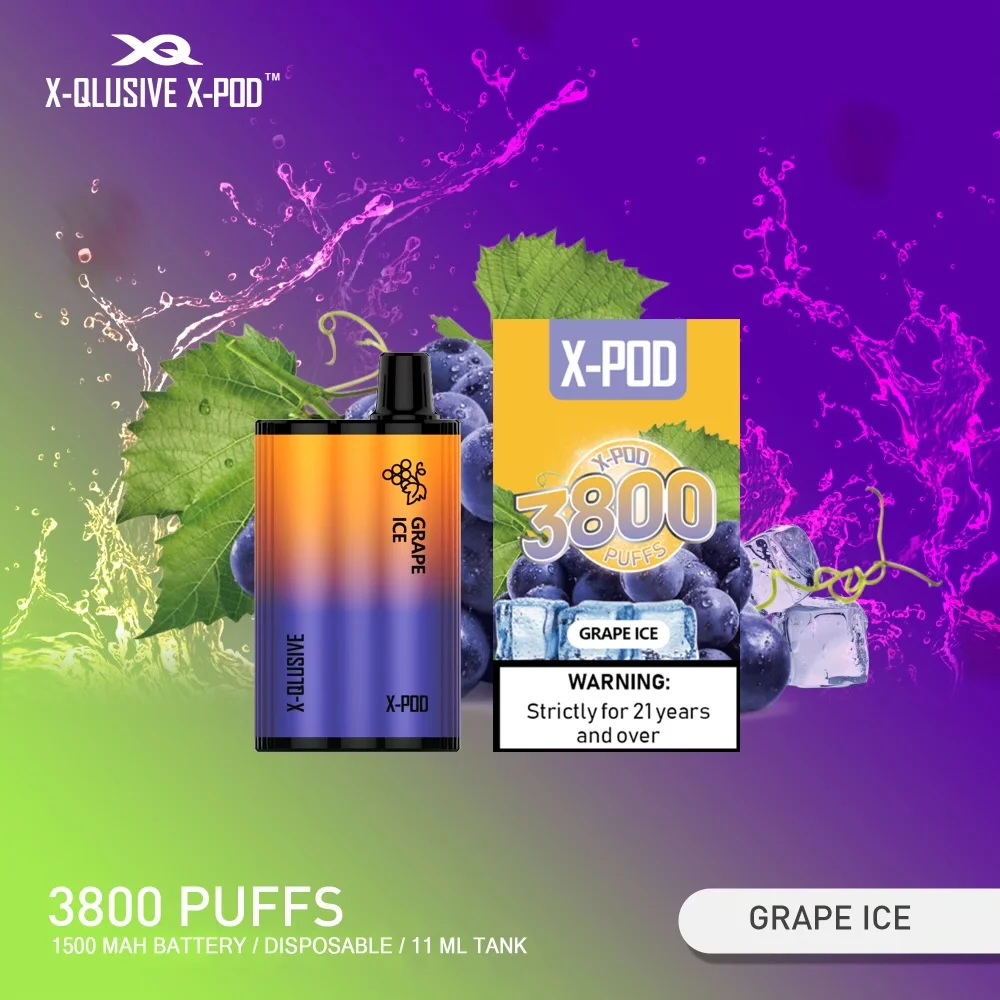x qlusive x pod grape ice – 3800 puffs