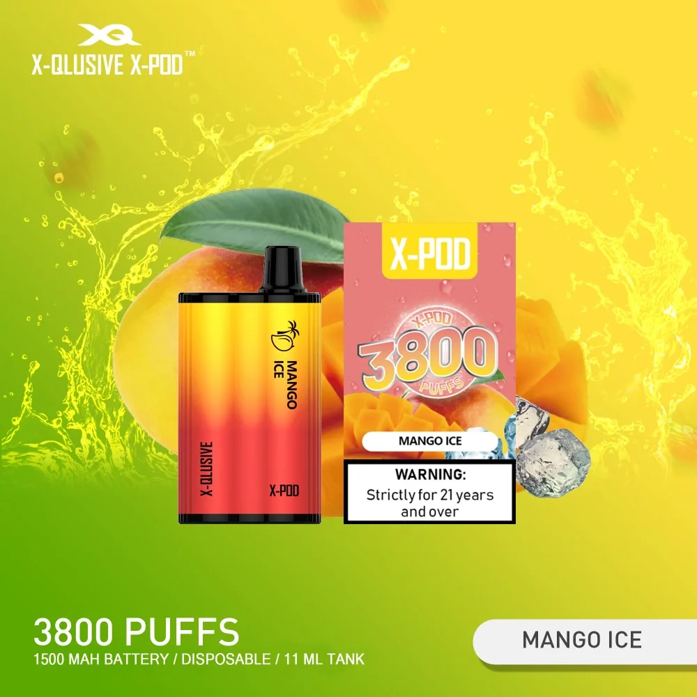 x qlusive x pod mango ice – 3800 puffs
