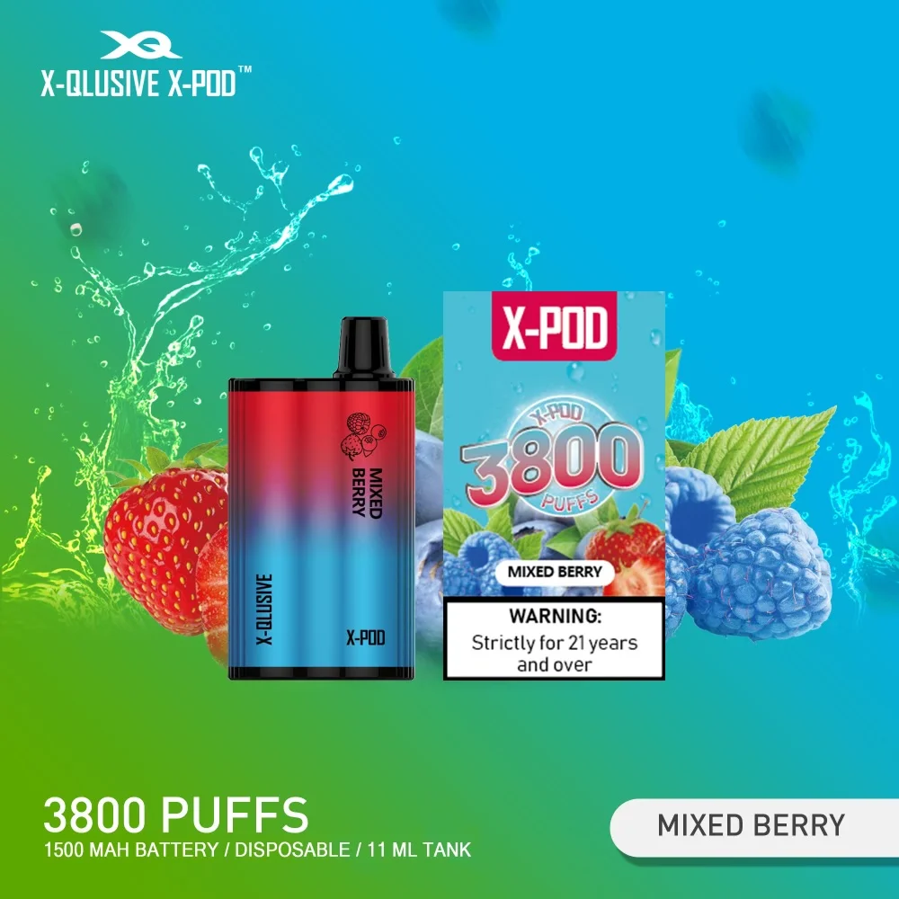 x qlusive x pod mixed berry – 3800 puffs