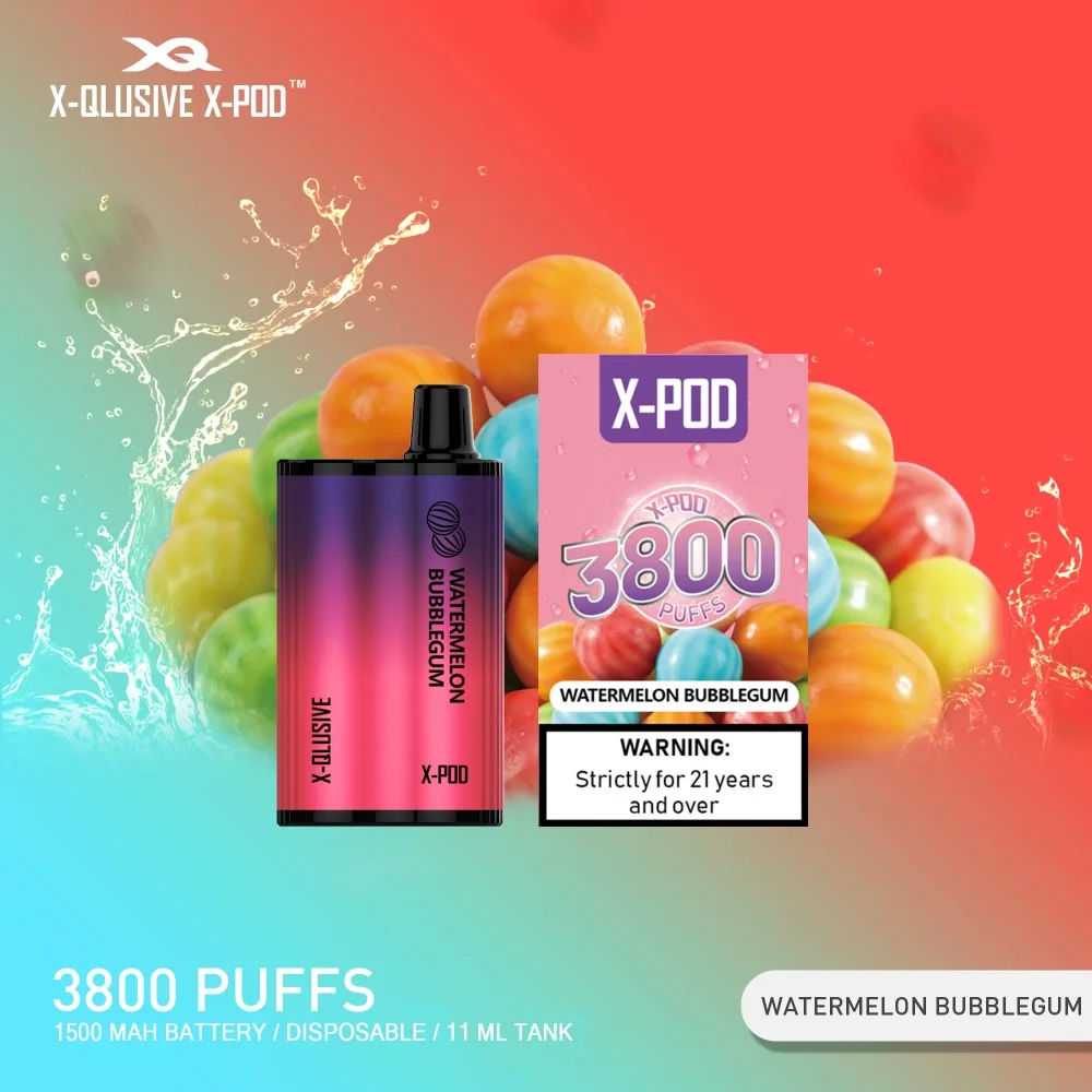 x qlusive x pod watermelon bubblegum – 3800 puffs