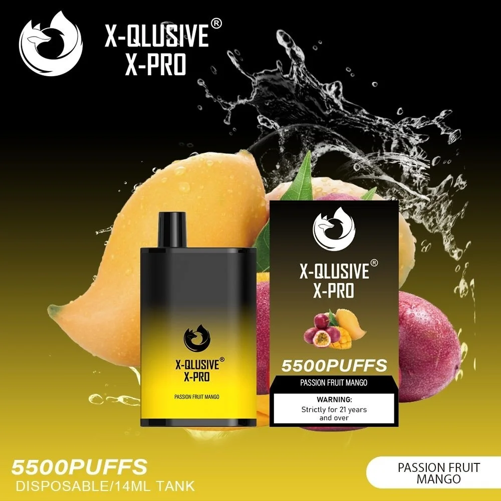 x qlusive x pro passion fruit mango – 5500 puffs
