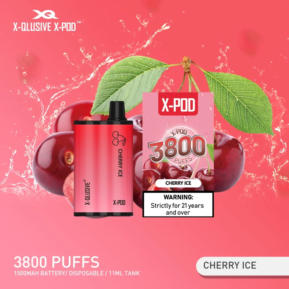 x qlusive x pod cherry ice – 3800 puffs