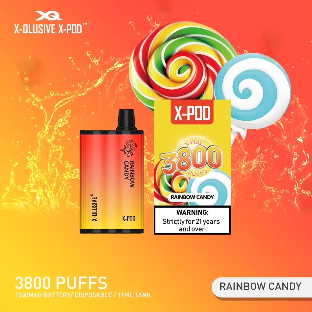 x qlusive x pod rainbow candy – 3800 puffs