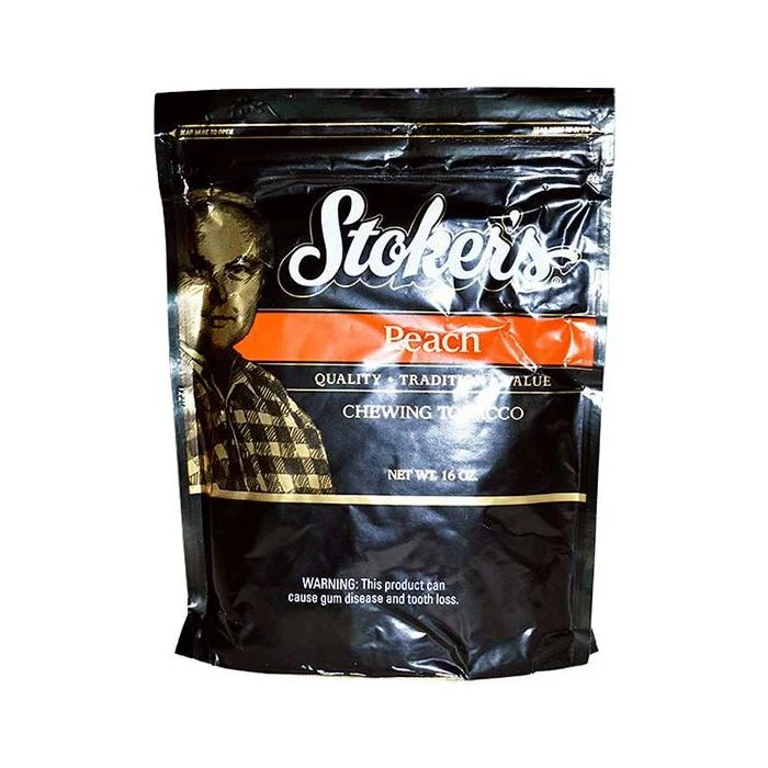 stoker’s peach 16oz loose leaf chewing tobacco
